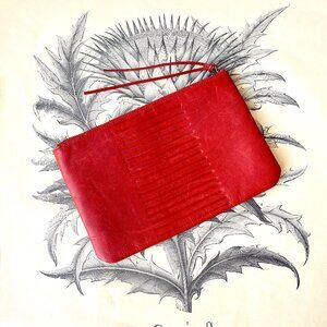 Feed Project Brick Red Leather Embossed Zippered Clutch Bag Pouch